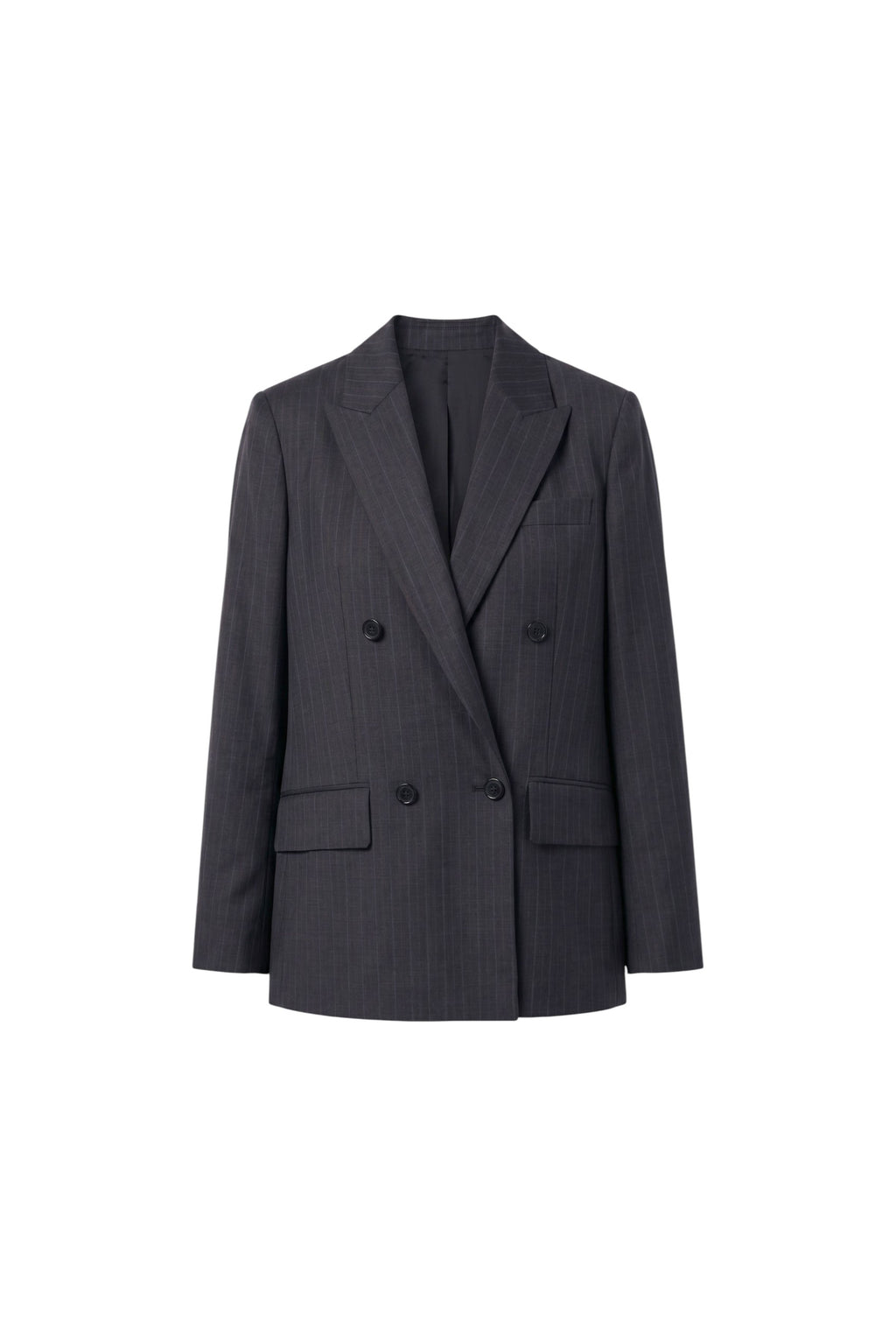 Çizgili Normal Kesim Esnek Yün Karışımlı Blazer Ceket