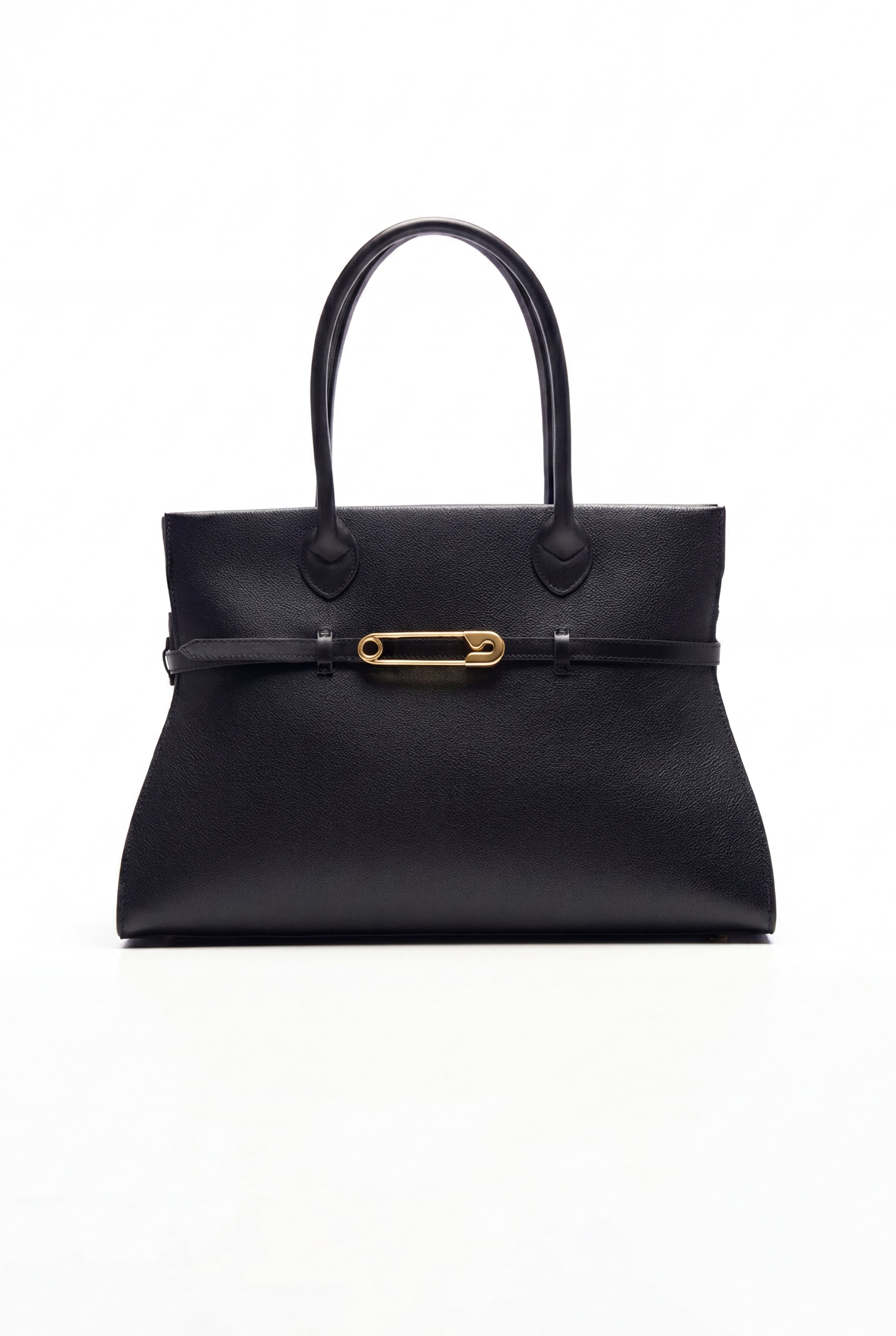 Tote bag in leather with Safty Pin/Belt detail