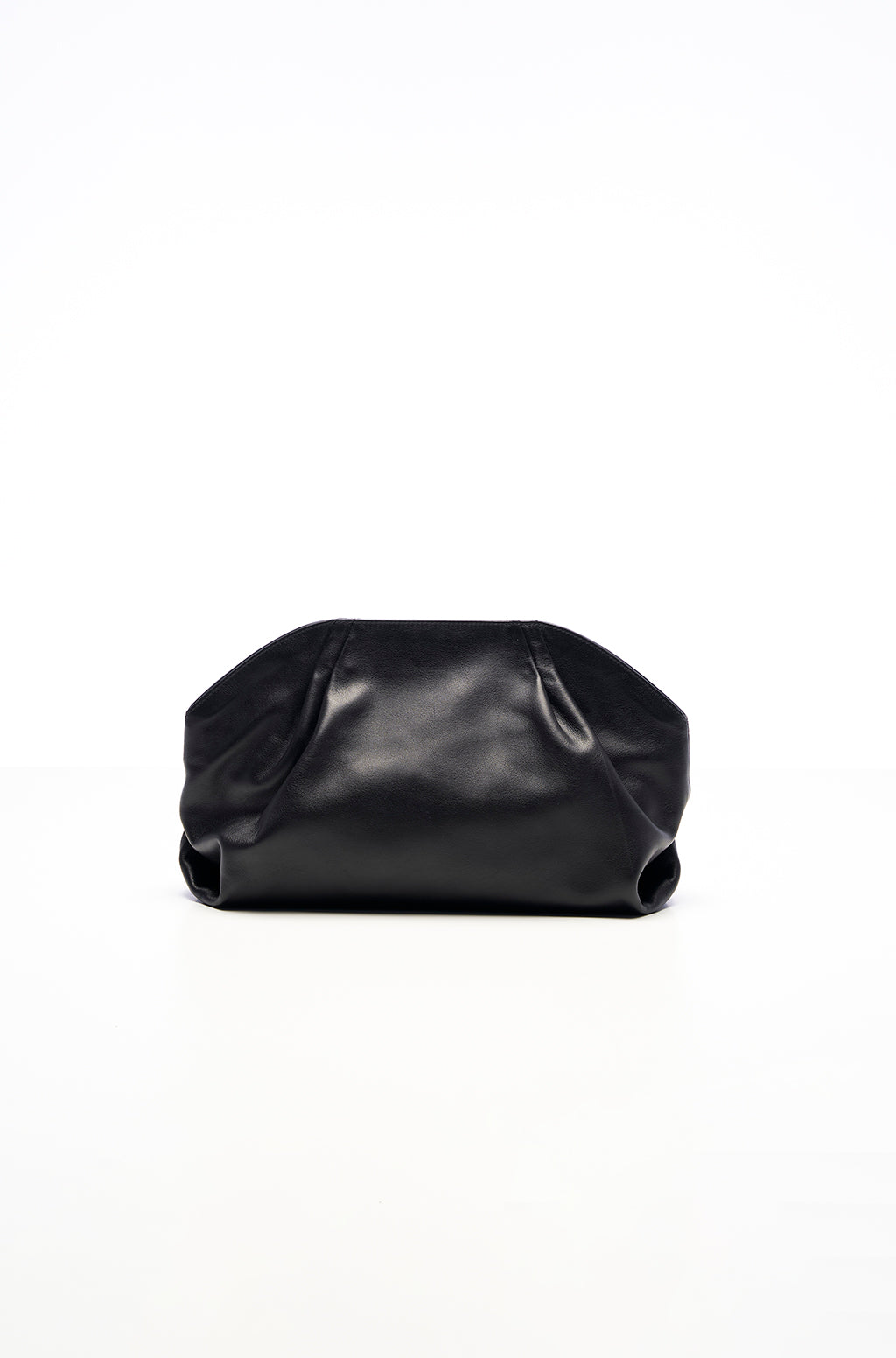 Leather Slouchy Clutch With Metallic Monogram