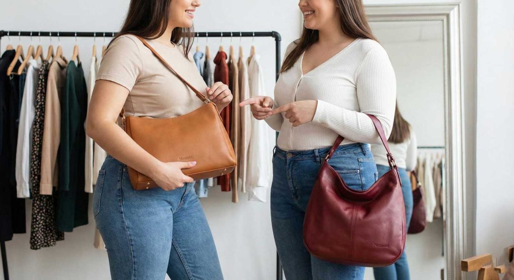 elma ve armut vücut tipi için uygun çanta modelleri karşılaştırmalı görsel