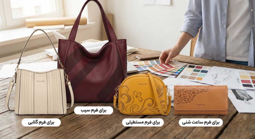 farklı vücut tiplerine göre renk ve desen önerileri içeren çanta koleksiyonu