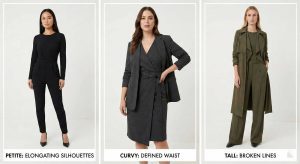 farklı vücut tiplerine uygun monokrom kombinler karşılaştırması