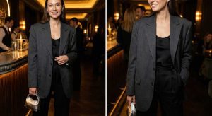 oversize blazer ve clutch mini çantayla gece kombinasyonu