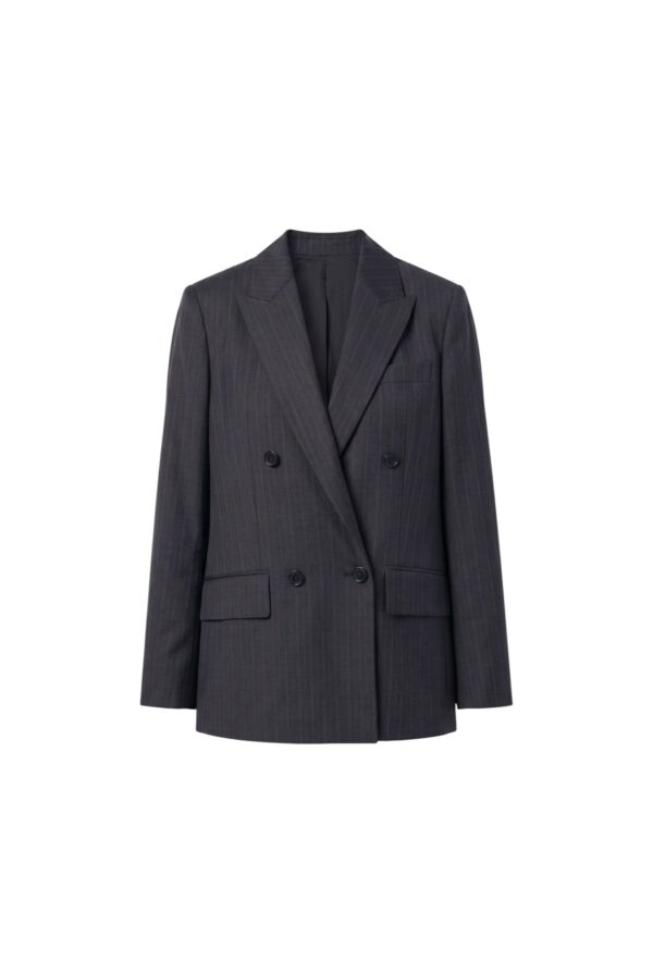 Pinstripe Regular-fit Stretch Wool Blend Blazer