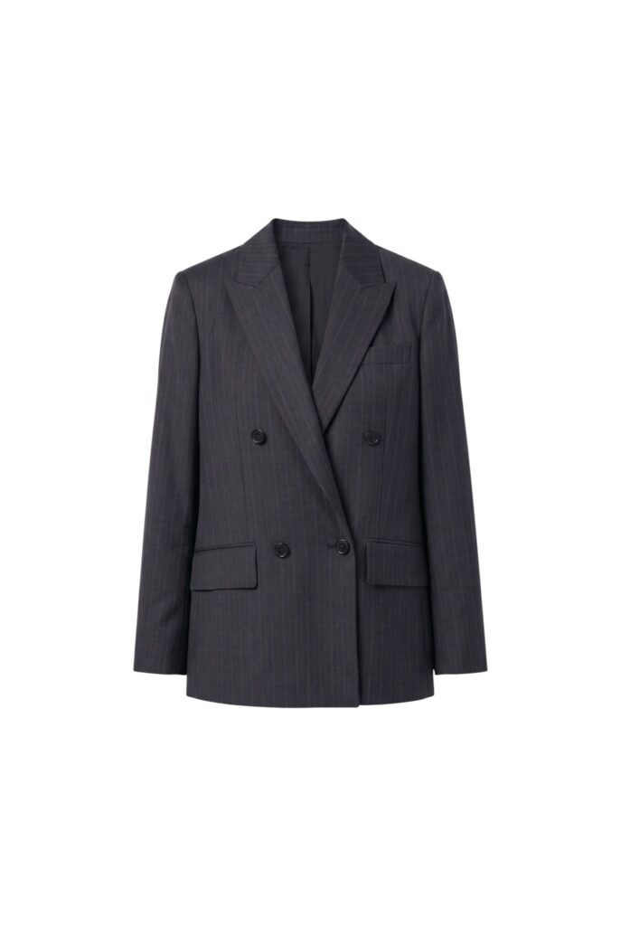Pinstripe Regular-fit Stretch Wool Blend Blazer