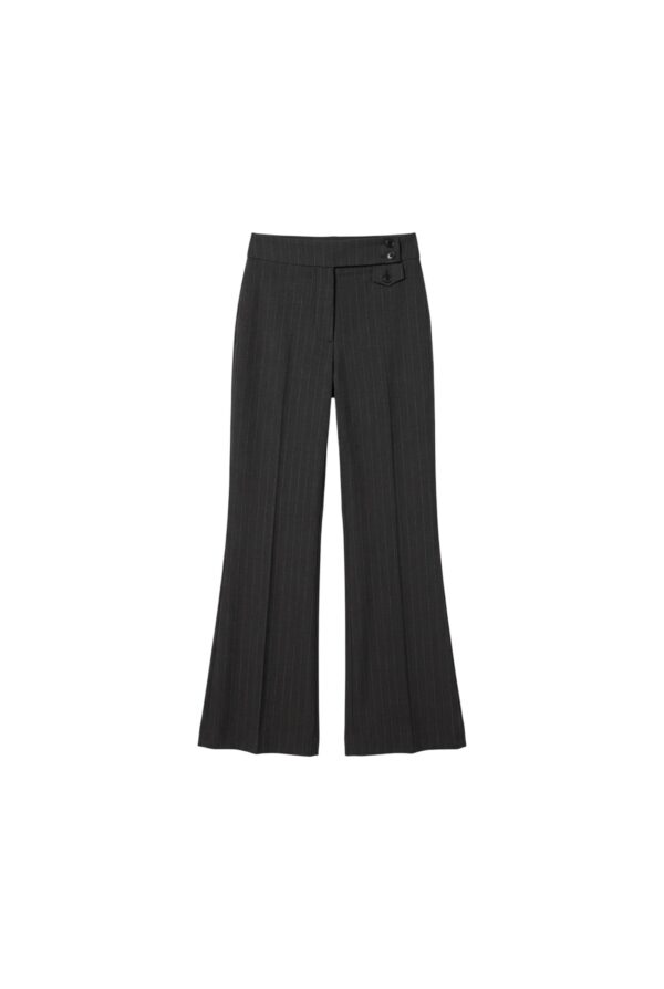 Pinstripe Wide-Leg Stretch Wool Blend Trousers