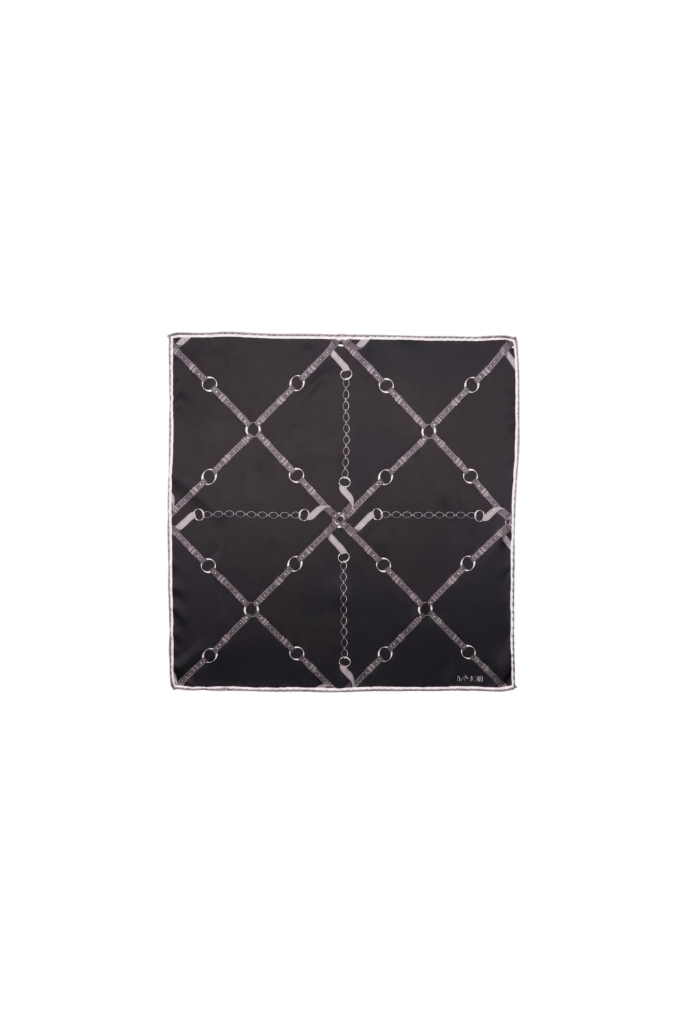 Silk Mini Scarf with Equestrian Link print