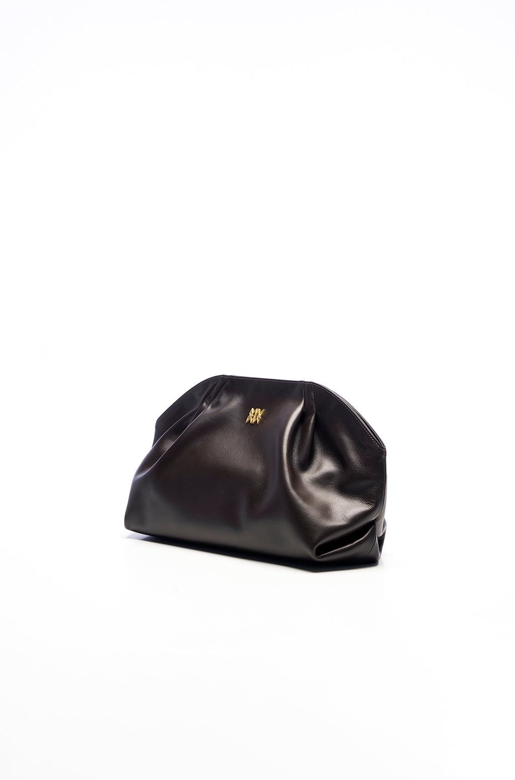 Leather Slouchy Clutch With Metallic Monogram - Image 20