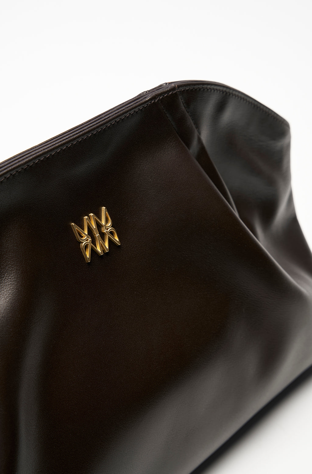 Leather Slouchy Clutch With Metallic Monogram - Image 22