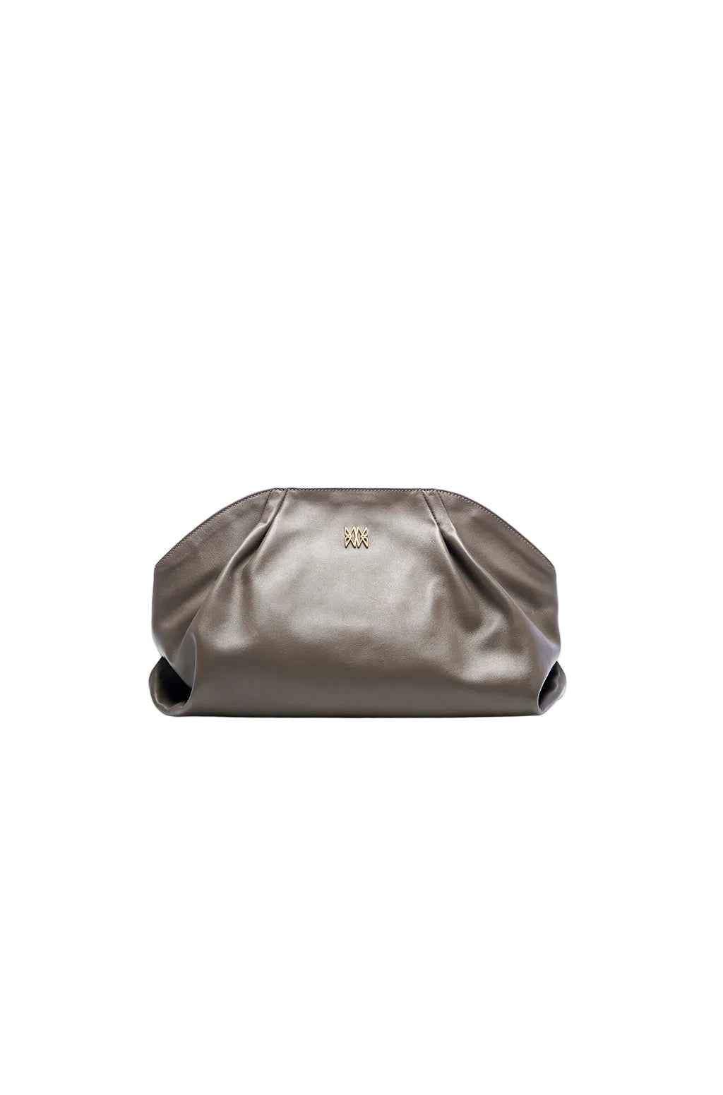 Leather Slouchy Clutch With Metallic Monogram - Image 7
