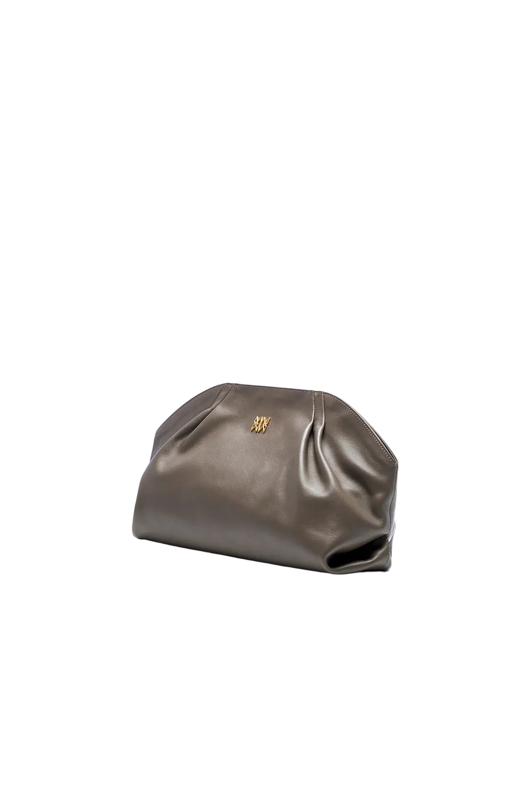 Leather Slouchy Clutch With Metallic Monogram - Image 8