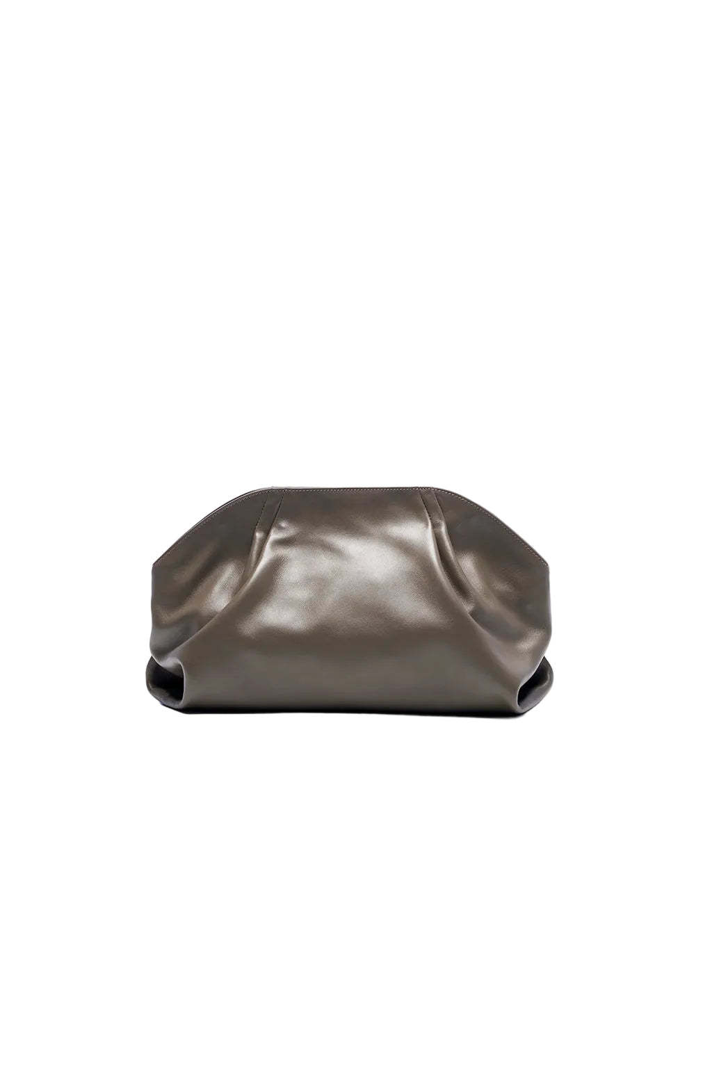 Leather Slouchy Clutch With Metallic Monogram - Image 9