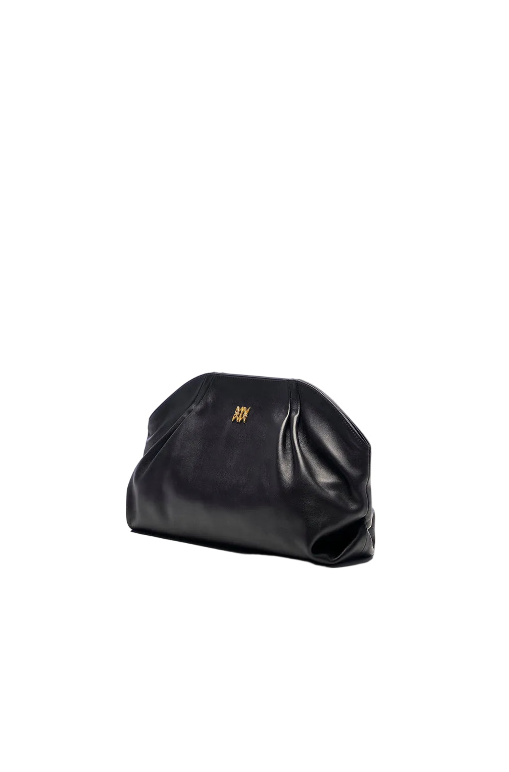 Leather Slouchy Clutch With Metallic Monogram - Image 2
