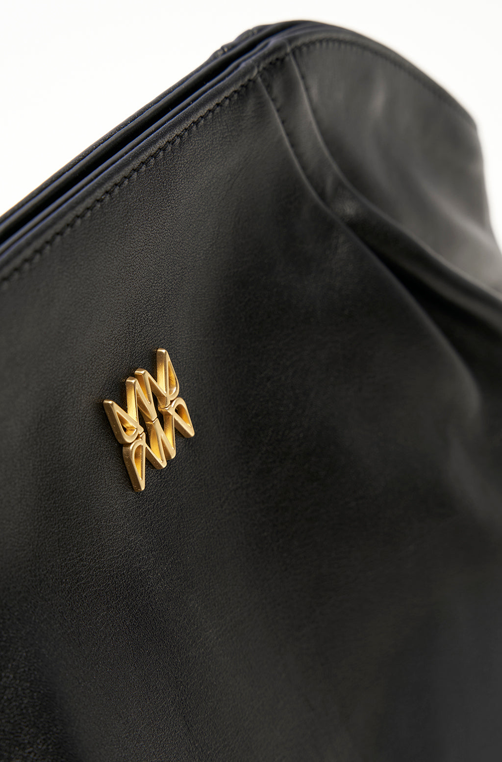 Leather Slouchy Clutch With Metallic Monogram - Image 4
