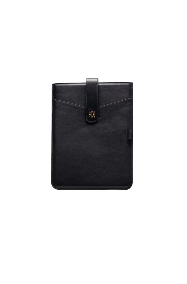 Leather Laptop Sleeve With Metallic Monogram
