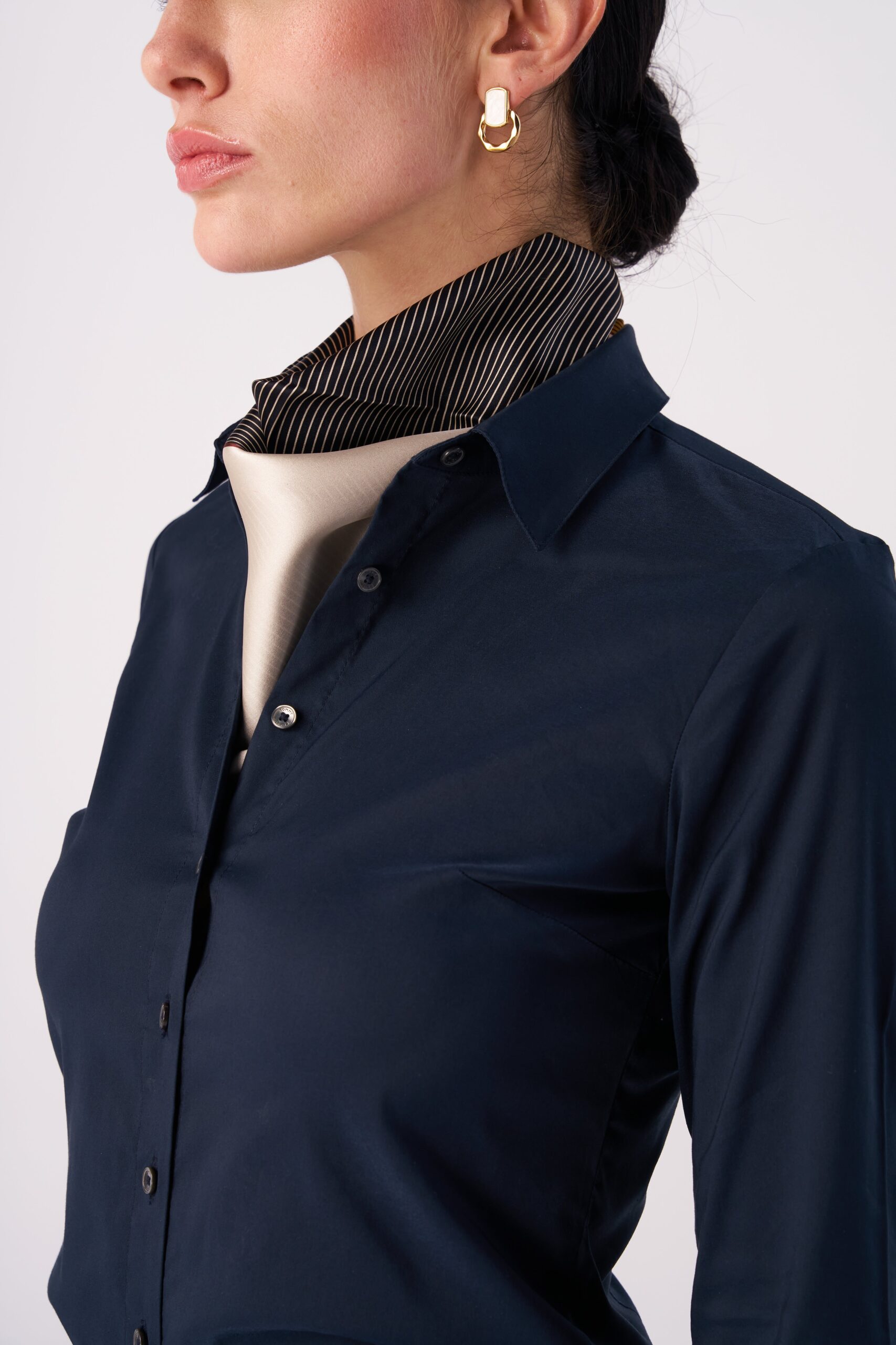 Silk Mini Scarf with Colorblock print - Image 2