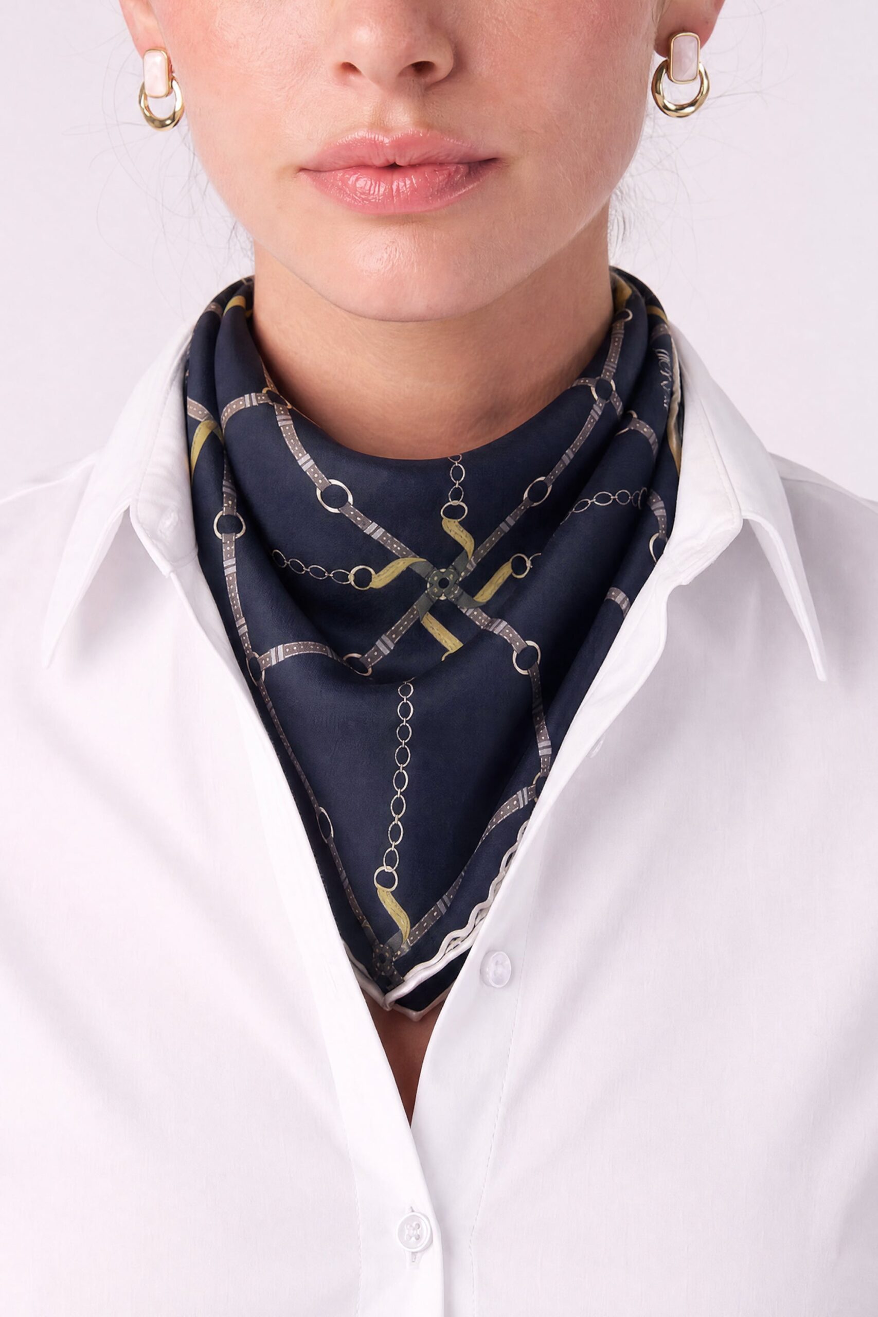 Silk Mini Scarf with Equestrian Link print - Image 12